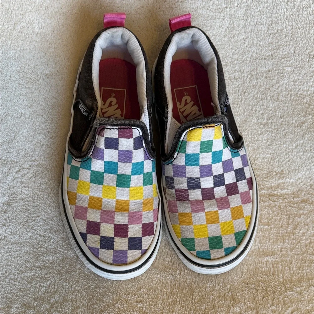 Vans Kids Slip-On Rainbow Checkerboard Sneakers - 11 toddler